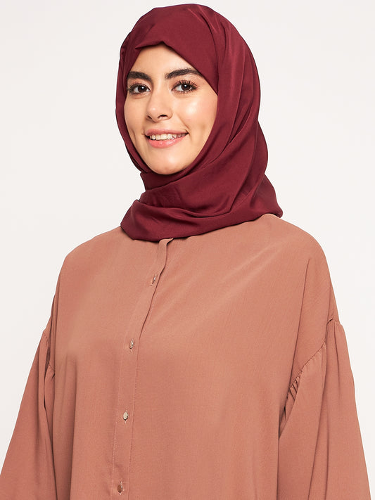 Women's Casual Use Rust Solid Crepe Hijab Stole