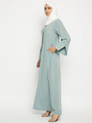 Embroidery Front Open Abaya Burqa with Black Georgette Scarf