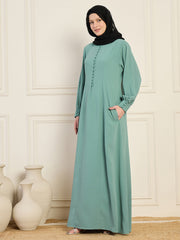 A-line Abaya/Burqa with Black Georgette Hijab