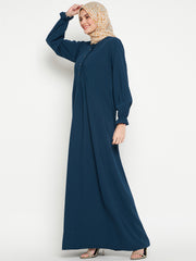 Women A-Line Abaya with Black Georgette Hijab