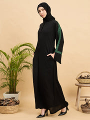 Modest Lace Abaya Burqa with Black Georgette Hijab