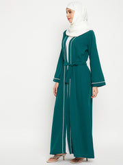 Set of 2 Front Open Lace Shrug Abaya with Black Georgette Hijab