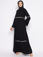 Black A-Line Abaya Burqa for Women with Black Georgette Hijab