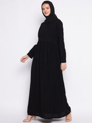 Black Solid Abaya for Women with Black Georgette Hijab