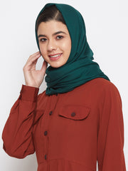 Bottle Green Solid Rayon Hijab Stole For Women