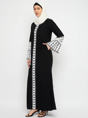 Kefiyyeh Embroidery Abaya with Black Hijab for Women