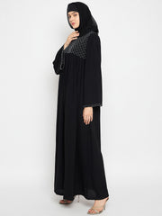 Handwork Detailing Black Abaya with Black Hijab for Women