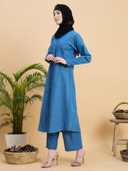 Modest Front Open Denim Co-ord set for women