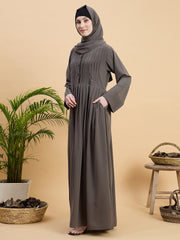 Modest Grey Abaya Burqa For Women with Matching Hijab