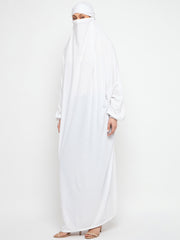 One Piece White Loose Fit Jilbab Abaya for Women