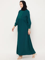 Lace Work Design Abaya for Women with Black Georgette Scarf