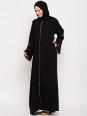 Black A-Line Abaya for Women with Black Georgette Hijab