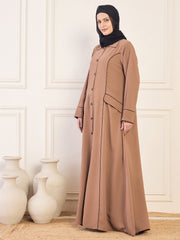 Front Open Abaya/Burqa for Women with Black Georgette Hijab