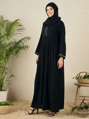 Embroidered Black Abaya Burqa with Black Hijab