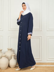 Front Open Abaya/Burqa with White Georgette Hijab