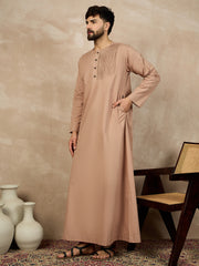 Beige Cotton Arabic Thobe For Men