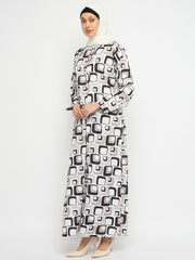 Front Open Abaya for Women with Black Georgette Scarf