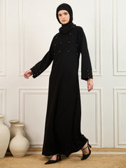 Pearl design Black Abaya/Burqa with Matching Georgette Hijab