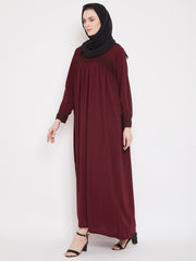 Lace work Designed Abaya for Women with Black Georgette Scarf