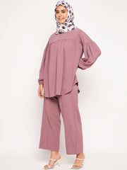 Pink Solid Loose Fit Co-ord Set/Matching Set