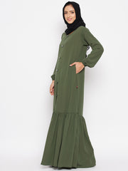 Frill Abaya with Black Georgette Hijab