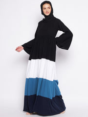 Multi-Colored Abaya for Women Women with Black Georgette Hijab