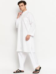 White Men's Kurta Pajama Set