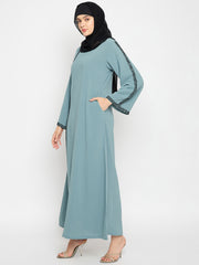 Handwork Green Luxury Abaya with Black Hijab