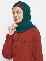 Bottle Green Georgette Solid Hijab Stole For Women