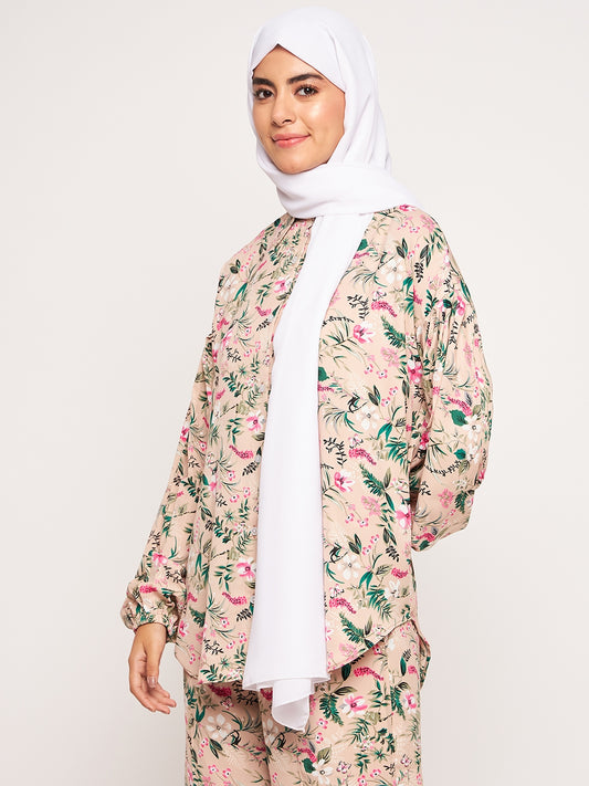 White Solid Casual Use Georgette Hijab Stole for Women