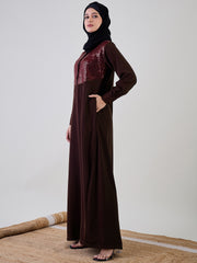 Embroidery Abaya/Burqa with Black Georgette Hijab