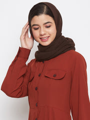 Brown Georgette Solid Hijab Stole For Women