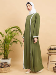 Modest Lace Abaya Burqa with White Georgette Hijab