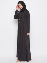 Abaya with Black Georgette Hijab