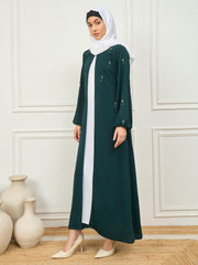 2 Piece Handwork Abaya with White Georgette Hijab
