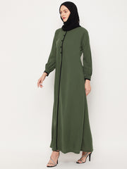 Jade Green Abaya for women with Black Georgette Scarf