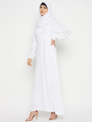 Rayon White Abaya for Umrah/Hajj with Black Hijab