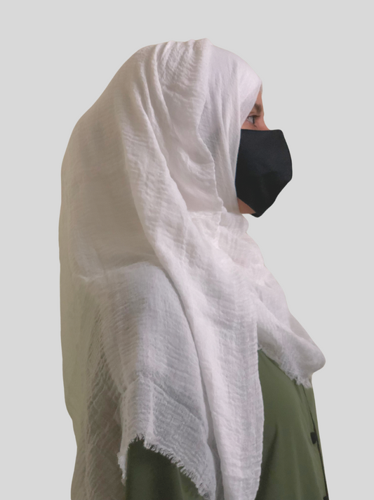 White Cotton Crinkle Hijab for Women