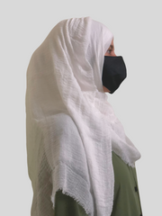 White Cotton Crinkle Hijab for Women