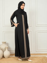 Black Aline Abaya/Burqa with Black Georgette Hijab