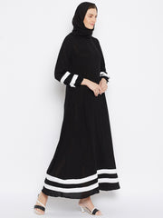 Women Abaya with Black Georgette Hijab
