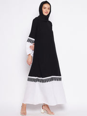 Embroidery Burqa Abaya for women with Black Georgette Hijab