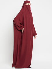 Maroon One Piece Free Size Jilbab for Women