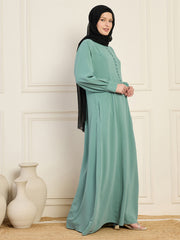 A-line Abaya/Burqa with Black Georgette Hijab