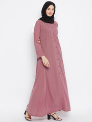 Puce Pink Abaya Dress with Black Georgette Hijab
