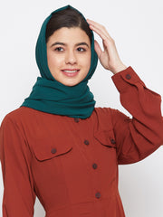 Bottle Green Georgette Solid Hijab Stole For Women