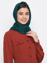 Bottle Green Solid Rayon Hijab Stole For Women