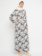 Front Open Abaya for Women with Black Georgette Scarf