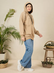 Modest Beige Fleece Deen Over Dunya Winter Women's Hoodie