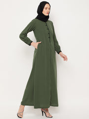 Jade Green Abaya for women with Black Georgette Scarf
